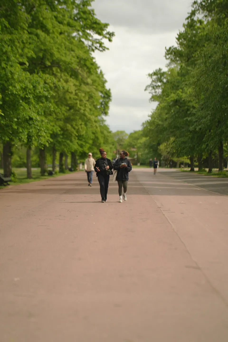 Members walking two by two through Hyde Park on the Move Together walk