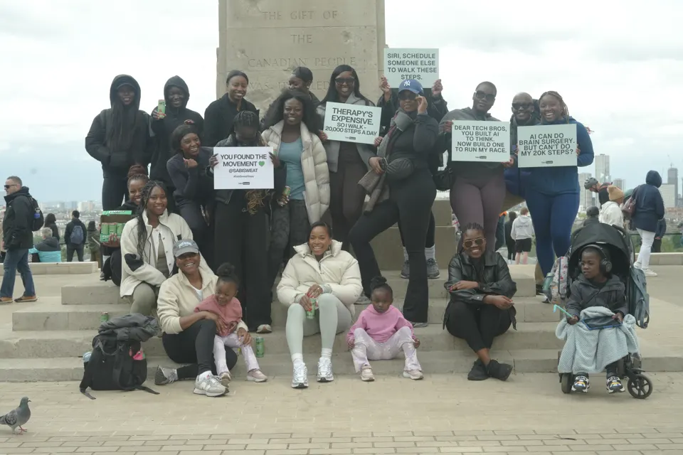 The whole community gathered on the monument steps to celebrate the challenge